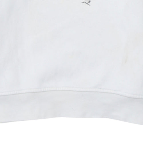 Adidas Mens White Navy XL Pullover Crew Neck Logo Sweatshirt
