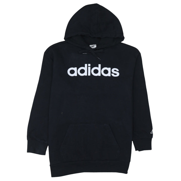 Adidas Womens Black Pullover Hoodie Size 12-14 Logo Sweatshirt