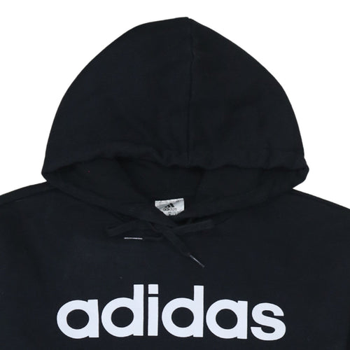 Adidas Womens Black Pullover Hoodie Size 12-14 Logo Sweatshirt