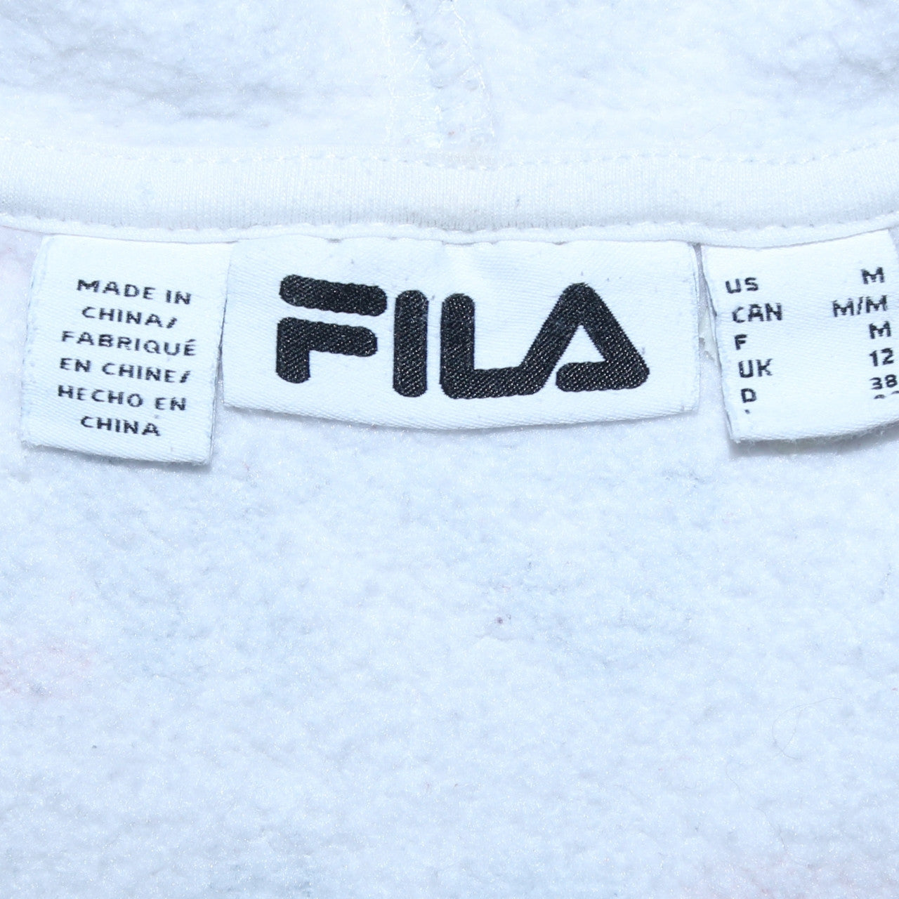 Fila Women’s Beige Full Zip Hoodie UK 12 Logo Print Vintage Style