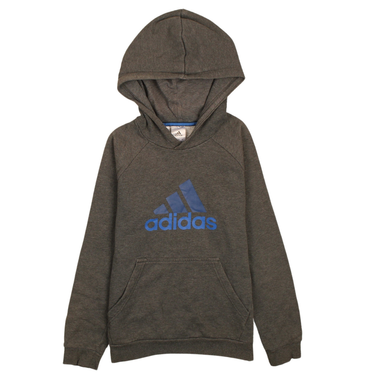 Adidas Boys Grey Pullover Hoodie 11-12 Years Logo Graphic Print