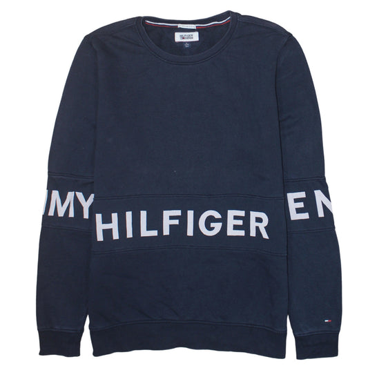 Tommy Hilfiger Men's Blue XL Logo Crew Neck Sweatshirt