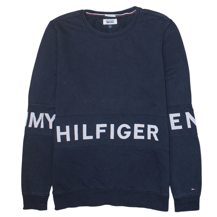 Tommy Hilfiger Men's Blue XL Logo Crew Neck Sweatshirt
