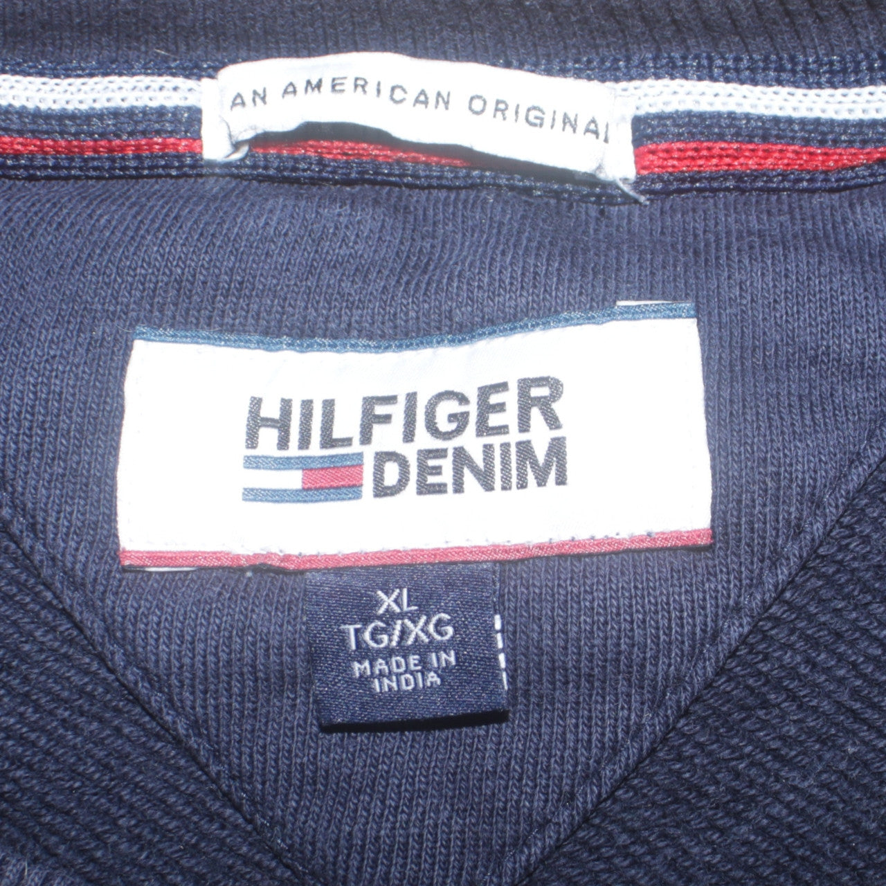 Tommy Hilfiger Men's Blue XL Logo Crew Neck Sweatshirt