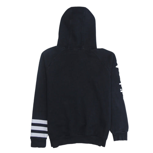 Adidas Boys Black Hoodie 13–14Y Pullover Cotton Blend Graphic Print