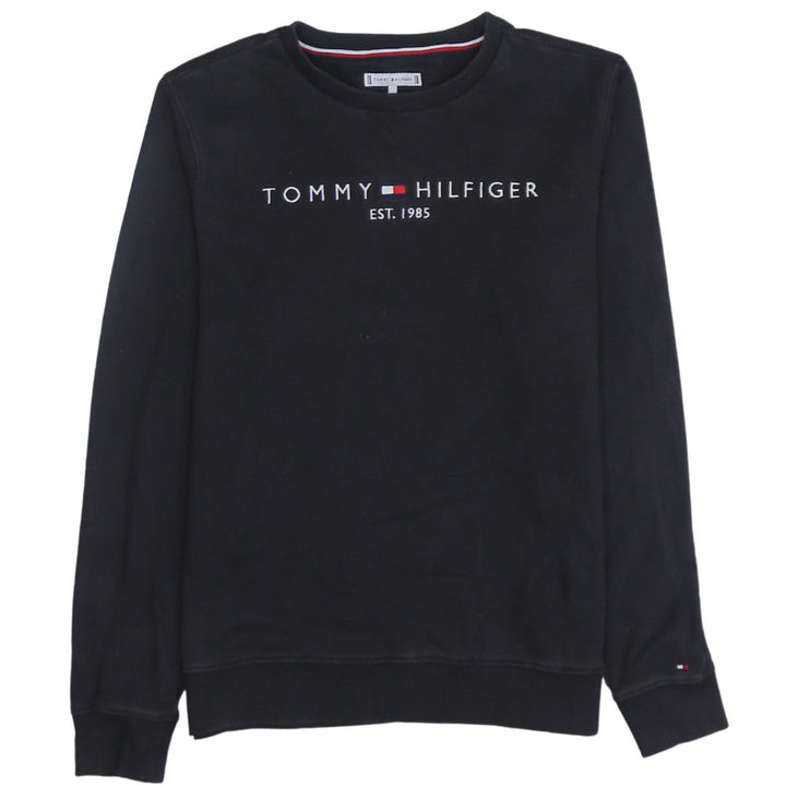 Tommy Hilfiger Boys Black Logo Crew Neck Sweatshirt Size 16 Years