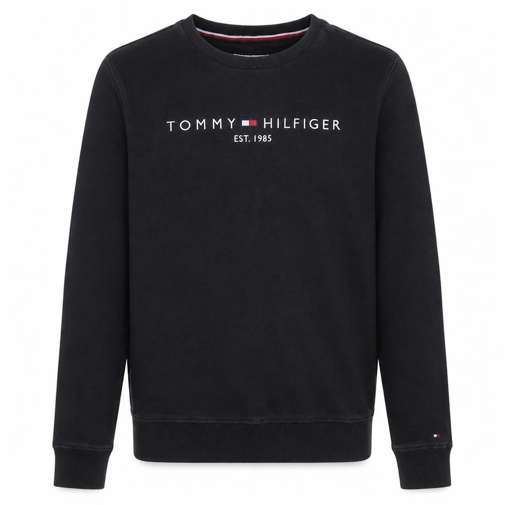 Tommy Hilfiger Boys Black Logo Crew Neck Sweatshirt Size 16 Years