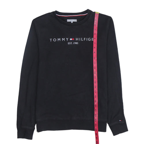 Tommy Hilfiger Boys Black Logo Crew Neck Sweatshirt Size 16 Years