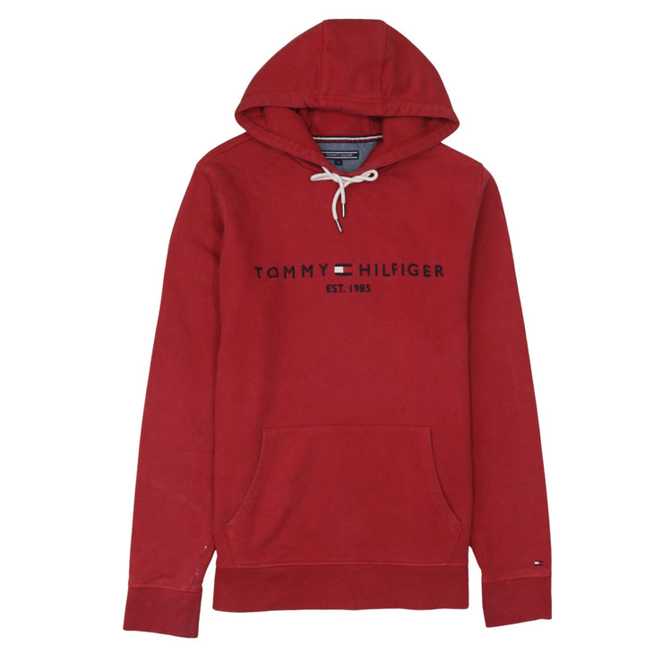 Tommy Hilfiger Men's Red XL Pullover Hoodie Logo Cotton Blend