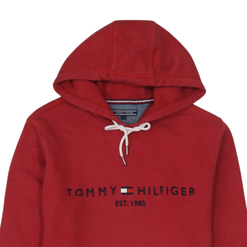 Tommy Hilfiger Men's Red XL Pullover Hoodie Logo Cotton Blend
