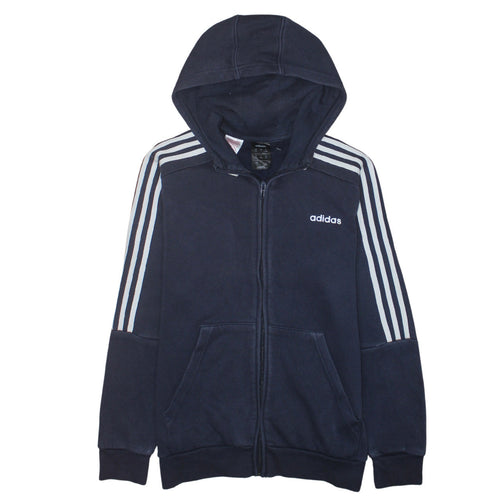 Adidas Boys Navy Blue Full Zip Hoodie Age 13-14 Years Lined Sportswear