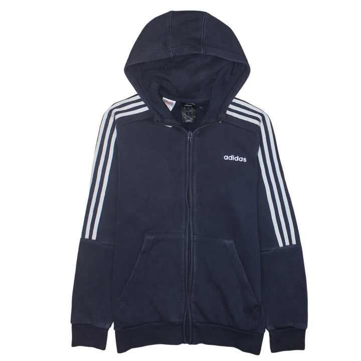 Adidas Boys Navy Blue Full Zip Hoodie Age 13-14 Years Lined Sportswear