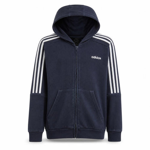 Adidas Boys Navy Blue Full Zip Hoodie Age 13-14 Years Lined Sportswear