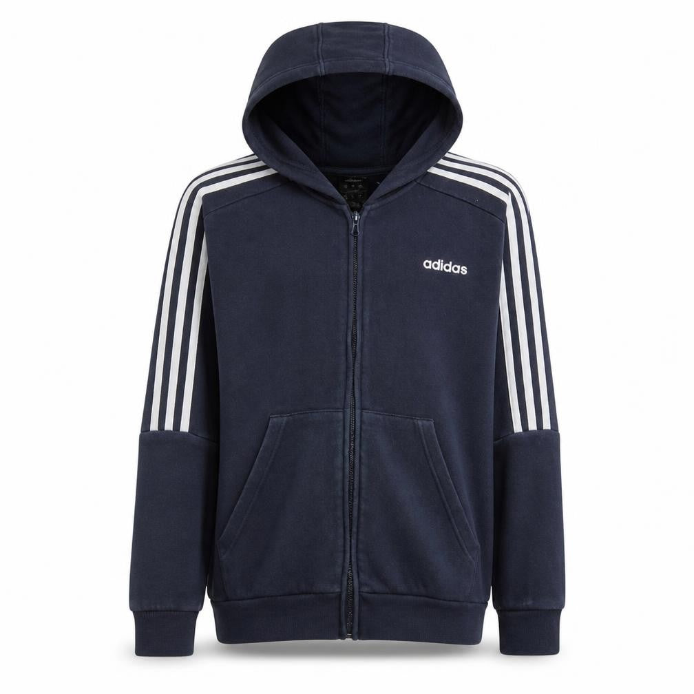 Adidas Boys Navy Blue Full Zip Hoodie Age 13-14 Years Lined Sportswear