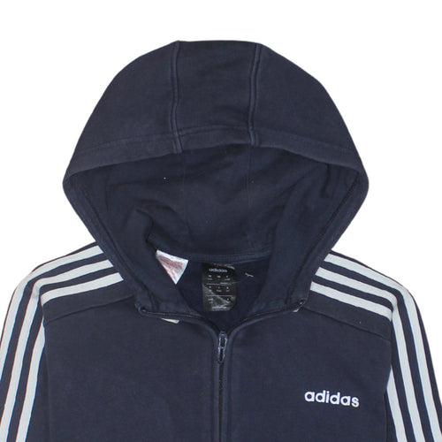 Adidas Boys Navy Blue Full Zip Hoodie Age 13-14 Years Lined Sportswear