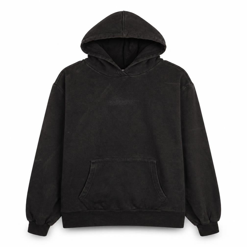 Front view of Adidas women’s black pullover hoodie uk 8 relaxed fit cotton blend