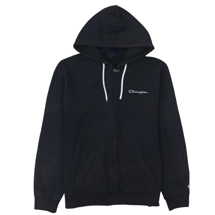 Champion Men's Black Full Zip Hoodie Size L Logo Fleece