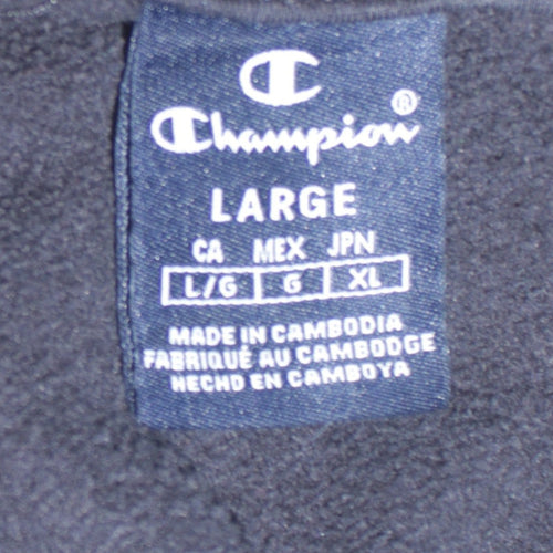 Champion Men's Black Full Zip Hoodie Size L Logo Fleece