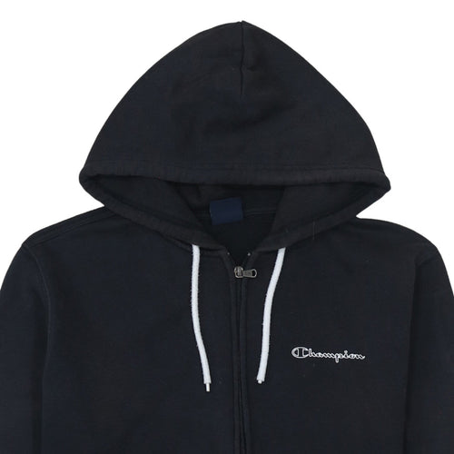 Champion Men's Black Full Zip Hoodie Size L Logo Fleece