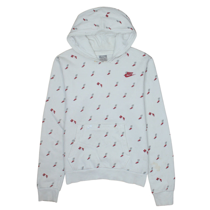 Nike Women's White Graphic Print Pullover Hoodie XL Casual