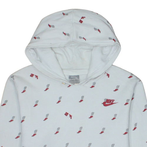 Nike Women's White Graphic Print Pullover Hoodie XL Casual