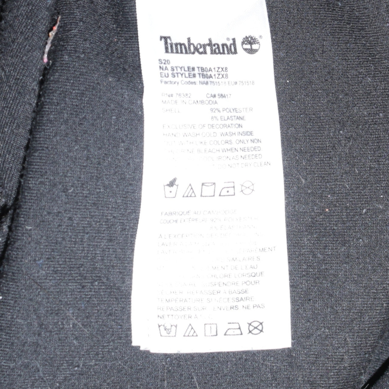 Timberland Men's Black Full Zip Hoodie Size M