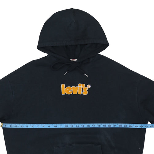 Levi's Men's Black Pullover Hoodie S Embroidered Logo Fleece