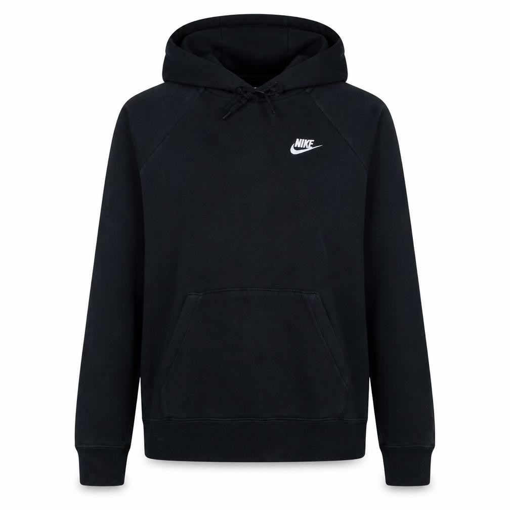 Front view of Nike women’s black xs pullover hoodie with logo design