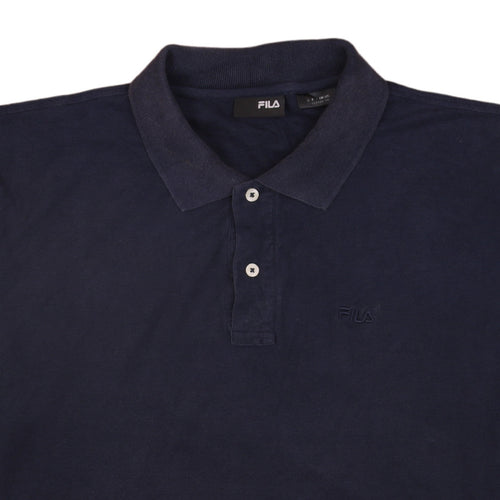 FILA Men's Blue Cotton Short Sleeve Polo Shirt Size M