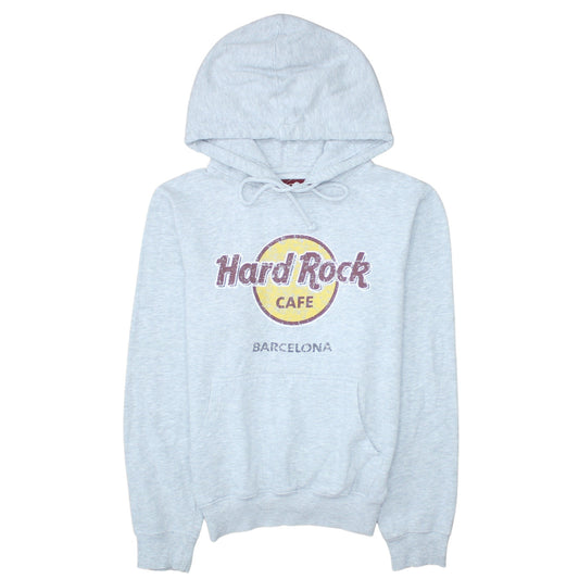 Hard Rock Cafe Barcelona Women's Grey Pullover Hoodie Small Cotton Blend