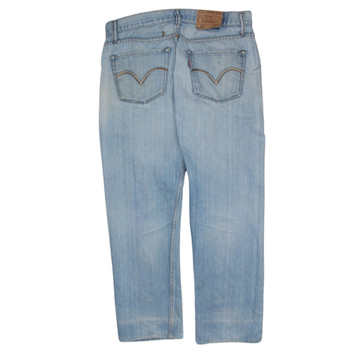 Levi's 501 Men's Blue Light Wash Distressed Straight Denim Jeans 36W 32L