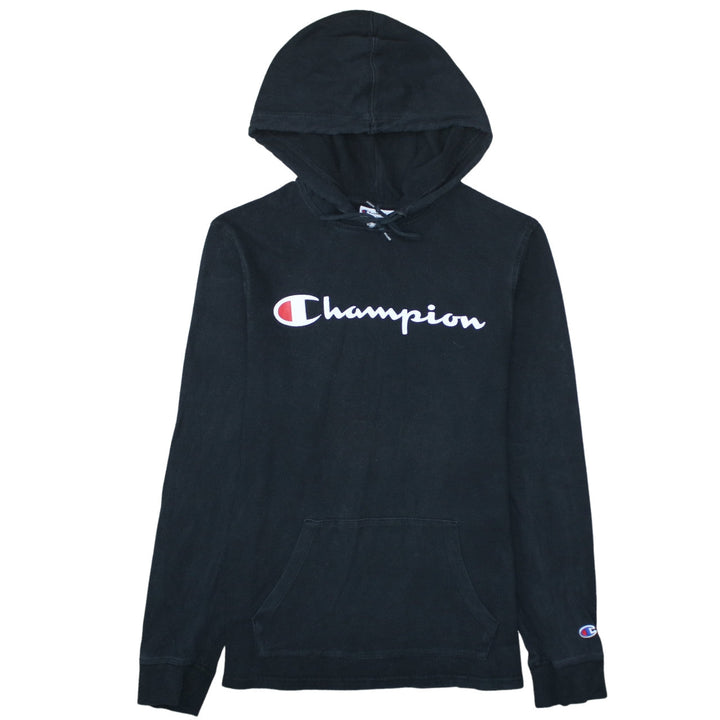 Champion Mens Black Pullover Hoodie Medium Logo Sportswear