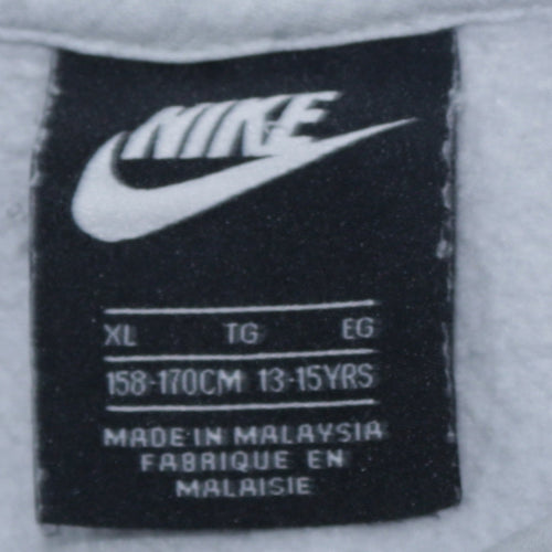 Nike Boys Grey Pullover Hoodie XL 13-15 Years Cotton Blend Logo Sweatshirt