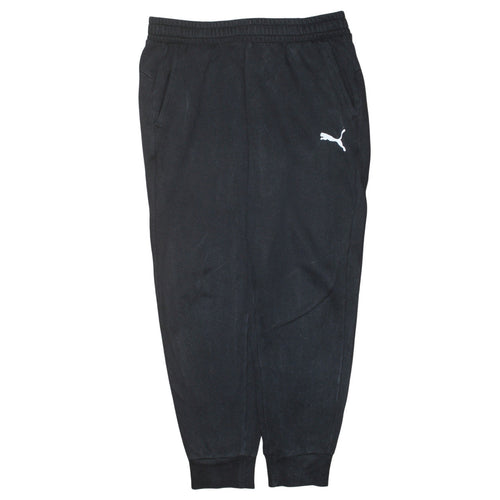 Puma Men’s Black Fleece Joggers L Regular Fit Elastic Waist