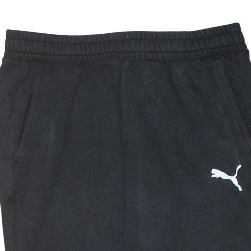 Puma Men’s Black Fleece Joggers L Regular Fit Elastic Waist