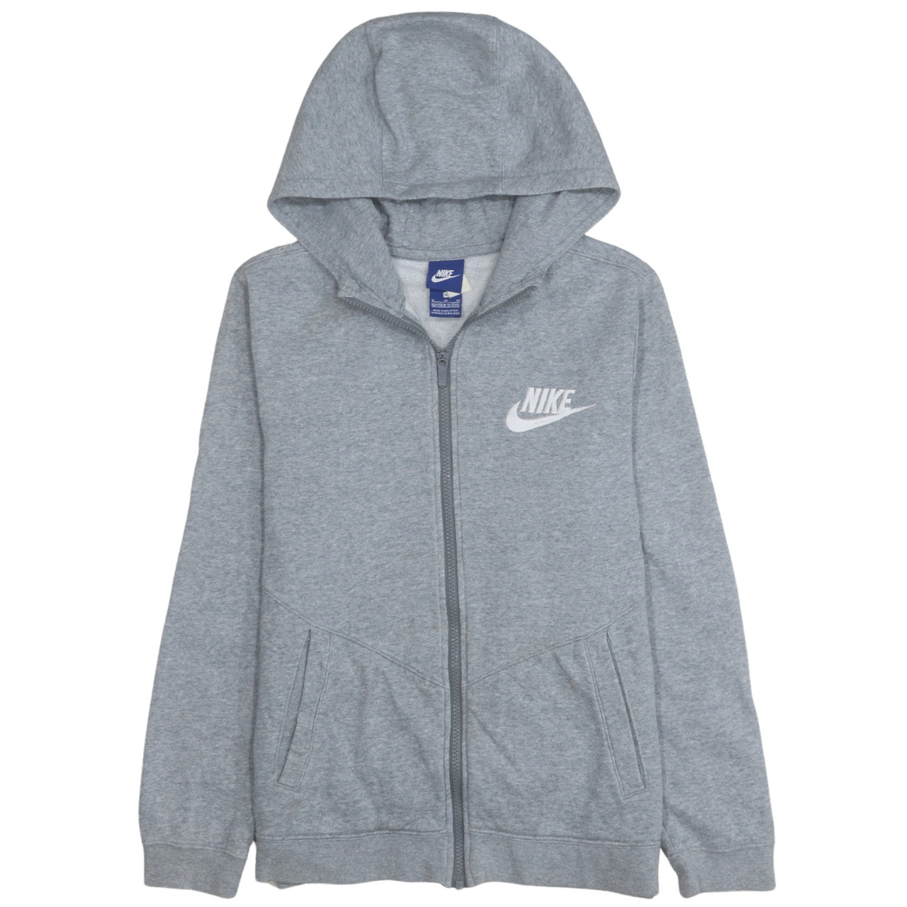 Nike Boys Grey Full Zip Hoodie XL 13-15 Years Fleece Sweatshirt