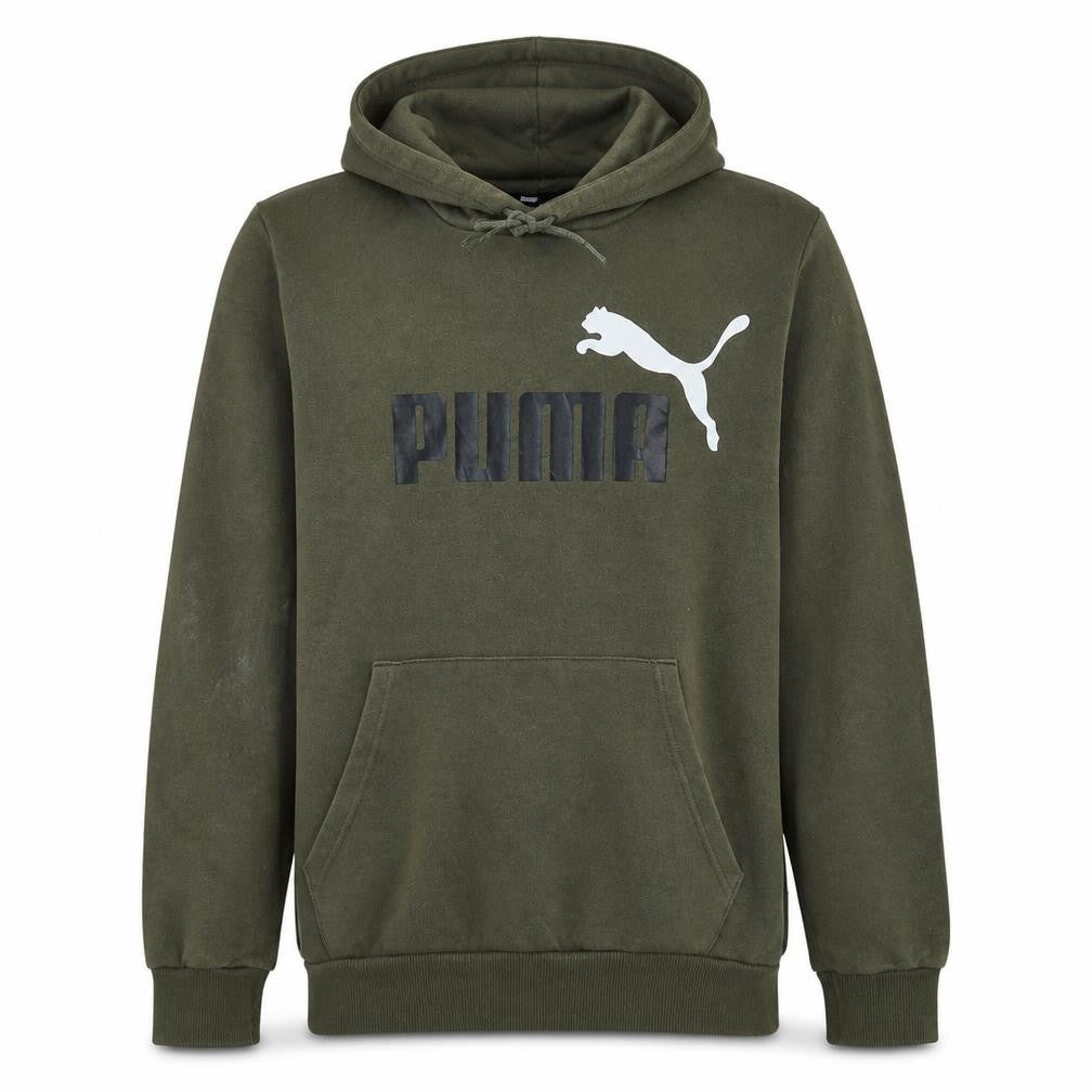 Front view of Puma men’s green xl pullover hoodie sweatshirt with logo