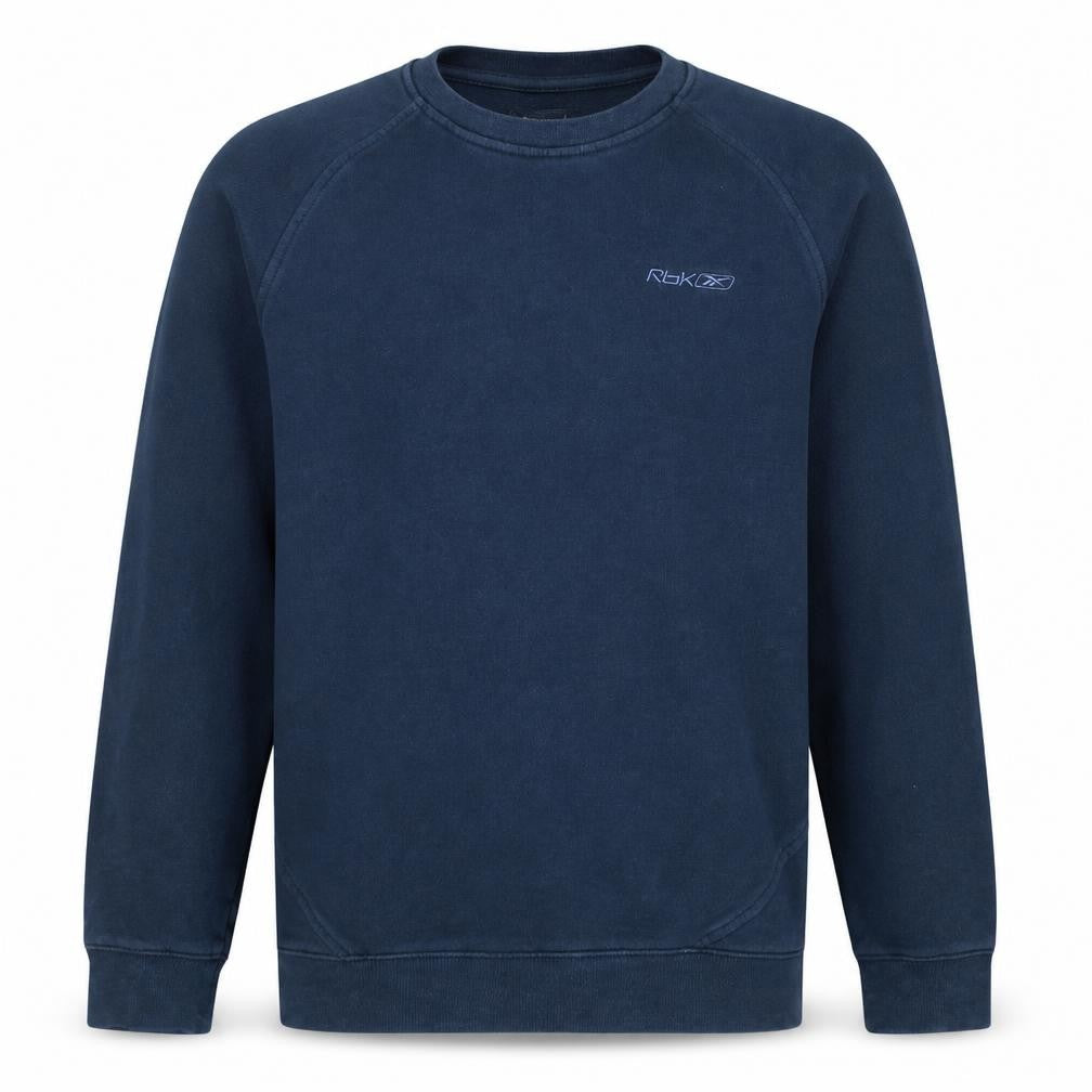 Front view of Reebok Men's Blue Crew Neck Sweatshirt M Pullover Sportswear