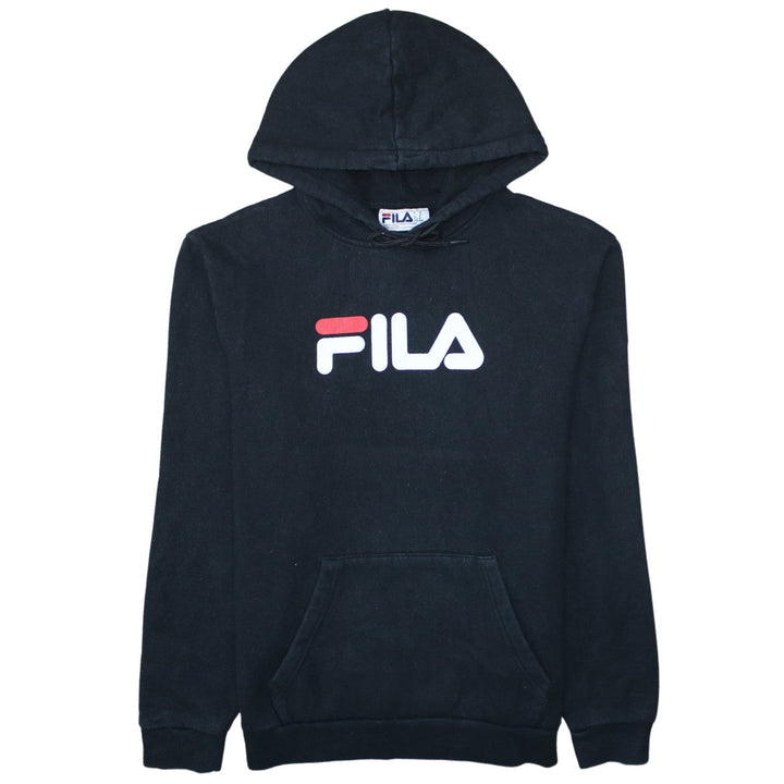 Fila Mens Black Pullover Hoodie Medium Logo Graphic Sweatshirt