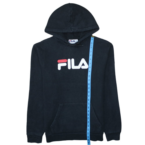 Fila Mens Black Pullover Hoodie Medium Logo Graphic Sweatshirt
