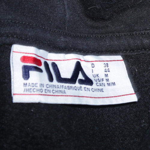 Fila Mens Black Pullover Hoodie Medium Logo Graphic Sweatshirt