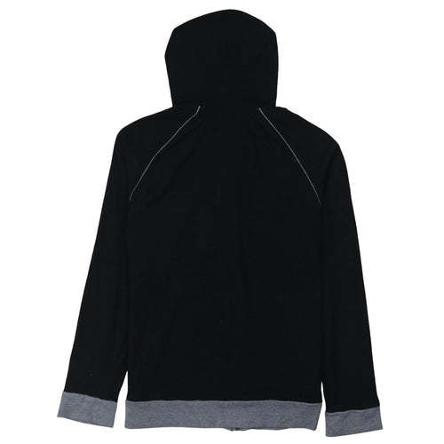 BOSS Men's Black Full Zip Hoodie Size M Grey Trim Logo