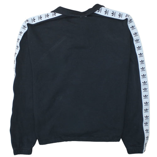 Adidas Women Black 1/4 Zip Sweatshirt Size 12 Logo Trim Casual