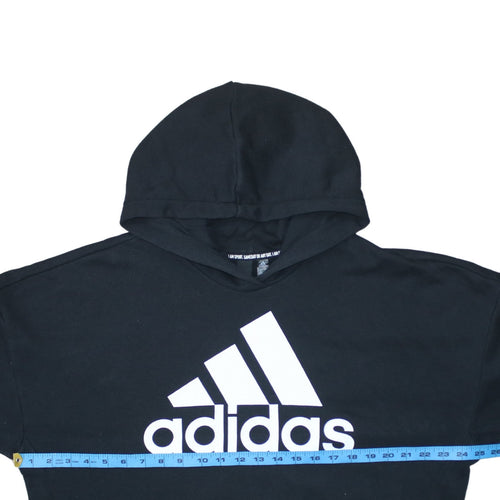 adidas Womens Black XL Pullover Hoodie 100% Cotton Logo Hooded Sweatshirt