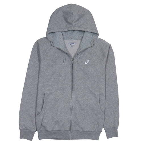 Asics Men Grey Full Zip Hoodie L Lightweight Sportswear