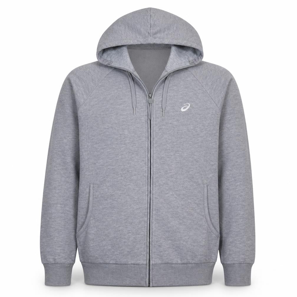 Asics Men Grey Full Zip Hoodie L Lightweight Sportswear