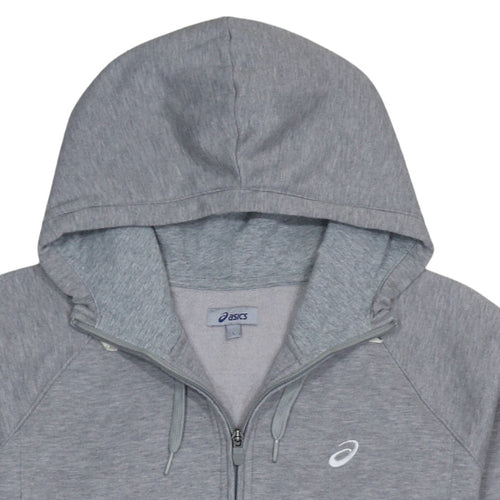 Asics Men Grey Full Zip Hoodie L Lightweight Sportswear