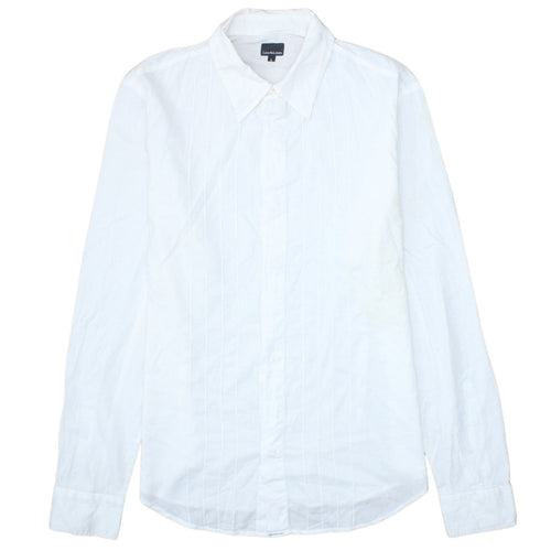 Calvin Klein Jeans Men's White Cotton Long Sleeve Button-Up Shirt L