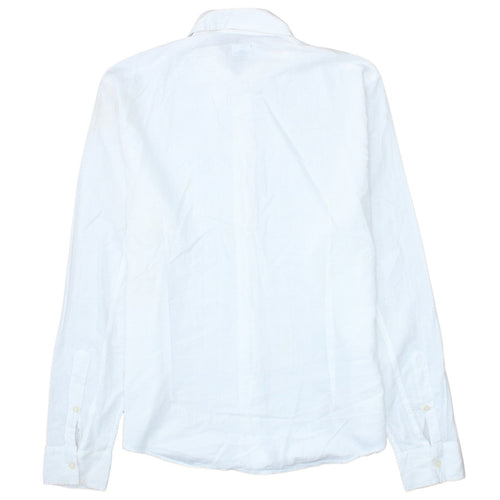 Calvin Klein Jeans Men's White Cotton Long Sleeve Button-Up Shirt L
