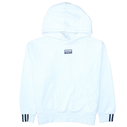 Adidas Womens White Pullover Hoodie Size 12 Relaxed Fit